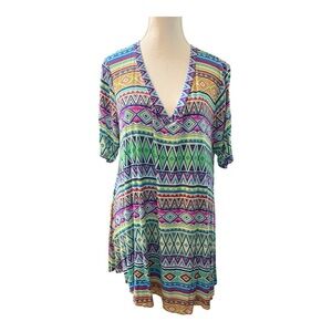 Colorful Geometric Print T-Shirt – Size 1X